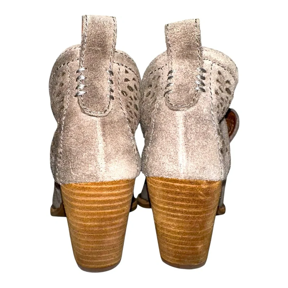 JEFFREY CAMPBELL Women's Leather Brown Rosalee Ankle Boot 6 Taupe Heeled‎ Boot